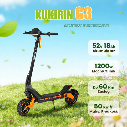 Hulajnoga Elektryczna Kukirin G3 Adventurers Dream, Silnik Tylny 1200W, 50km/h, Bateria 52V 18Ah, Sterowanie Ekranem Dotykowym